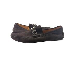 Gucci Brown Suede Horsebit Loafers with Silver Detail Mens 10.5